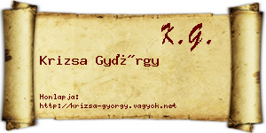 Krizsa György névjegykártya